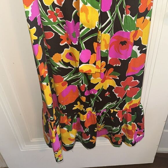 Vintage 60s/70s Miss Elaine flower power cotton maxi skirt with ruffled hem - Picture 3 of 9
